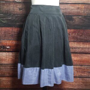 Express Design Studio Silk Pleated Skirt Size 0 Black Lavender Zip Back Flare